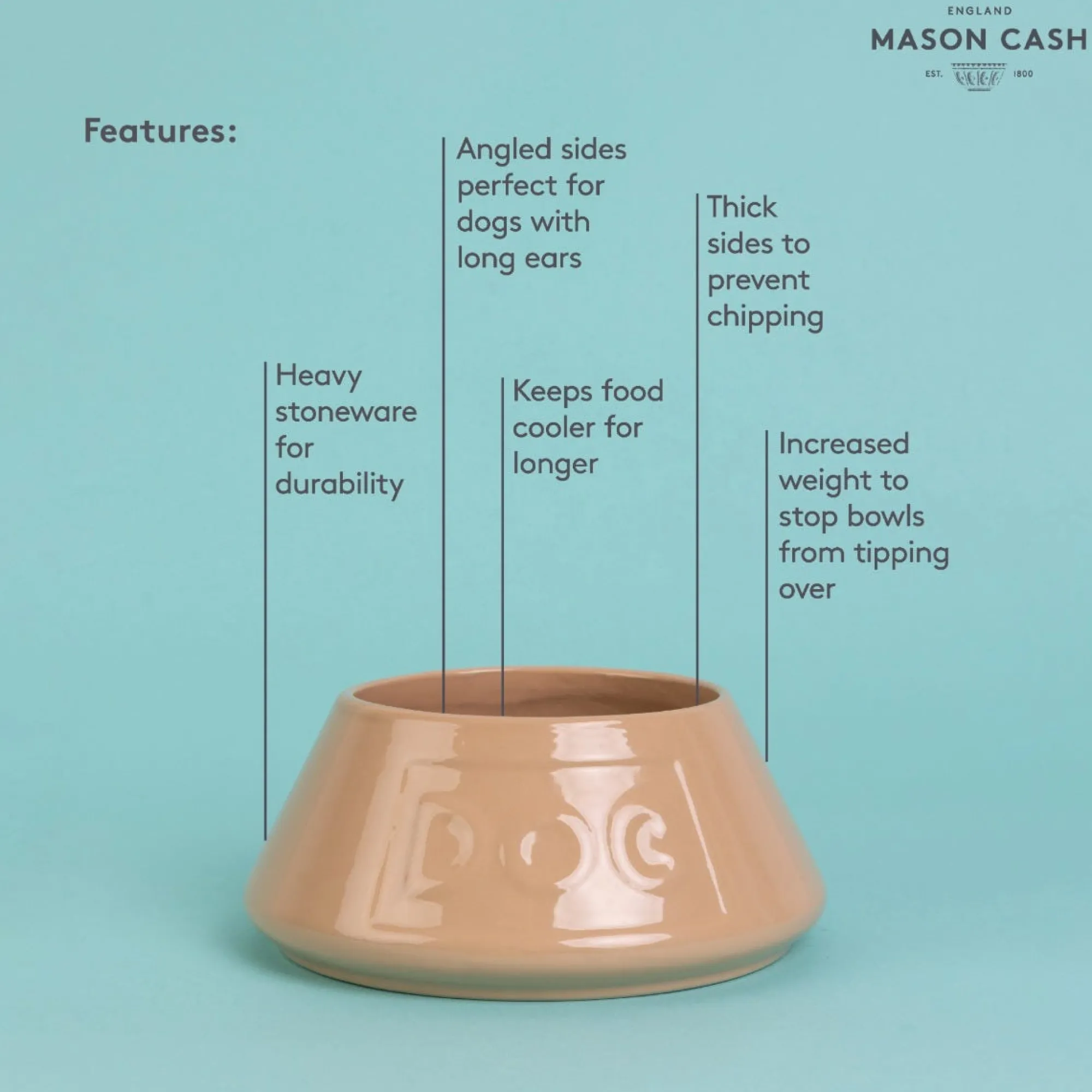 Cane Pet Bowls|Dog Bowls>Mason Cash Cane Non Tip Lettered Dog Bowl 21cm