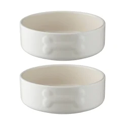 Decorated Pet Bowls|Dog Bowls>Mason Cash Colour Mix Cream Set Of 2 Dog Bowls 15cm