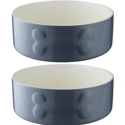 Decorated Pet Bowls|Dog Bowls>Mason Cash Colour Mix Grey Set Of 2 Dog Bowls 20cm
