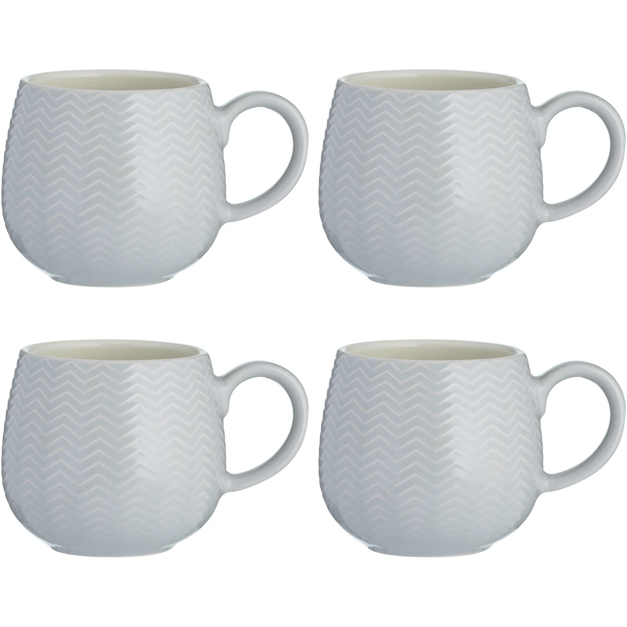 Mugs>Mason Cash Embossed Chevron Set Of 4 Grey Mugs 350ml