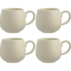 Mugs>Mason Cash Embossed Honeycomb Set Of 4 Cream Mugs 350ml