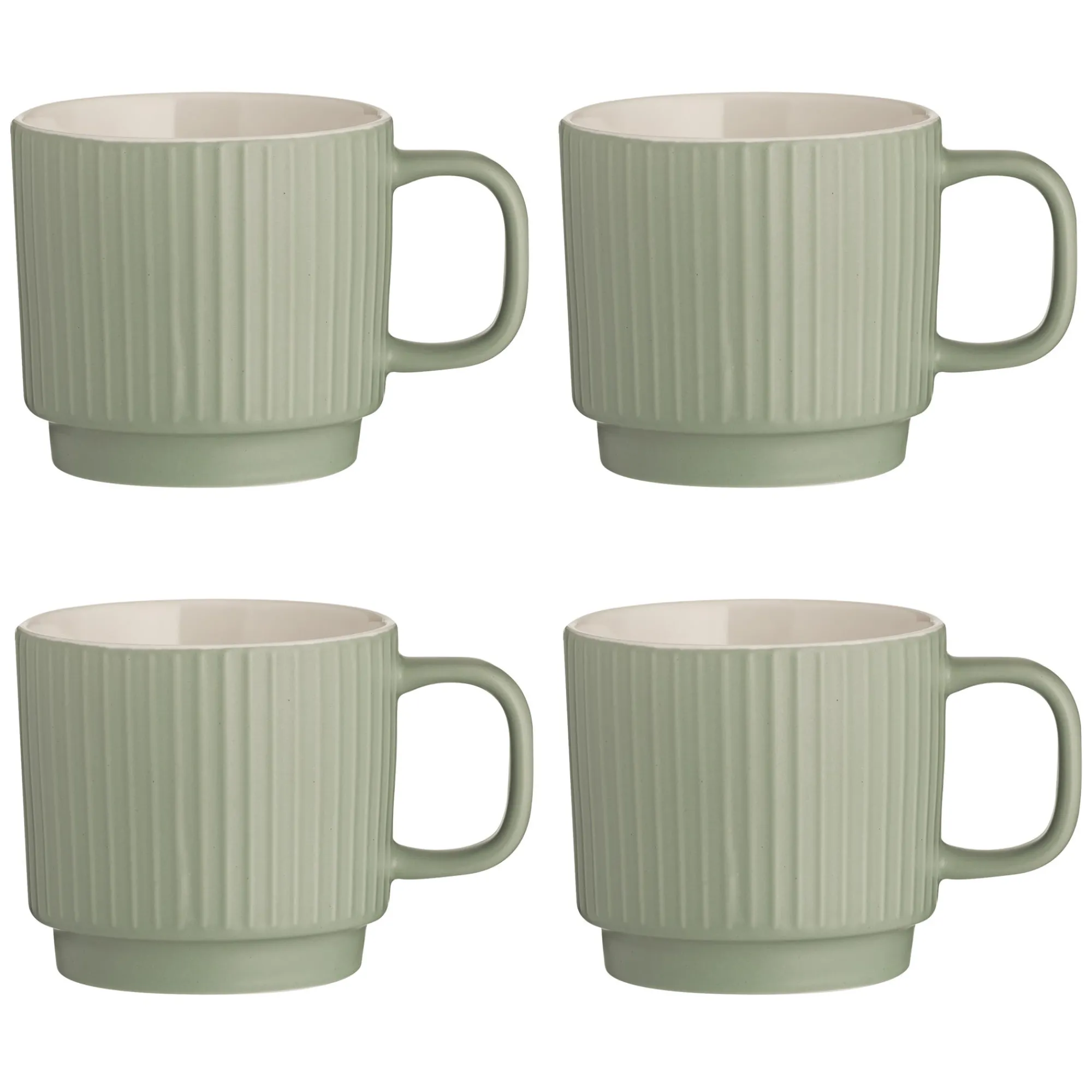 Mugs>Mason Cash Embossed Line Set Of 4 Green Mugs 355ml