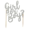 Cupcake Cases & Toppers>Mason Cash Girl Or Boy Silver Glitter Topper