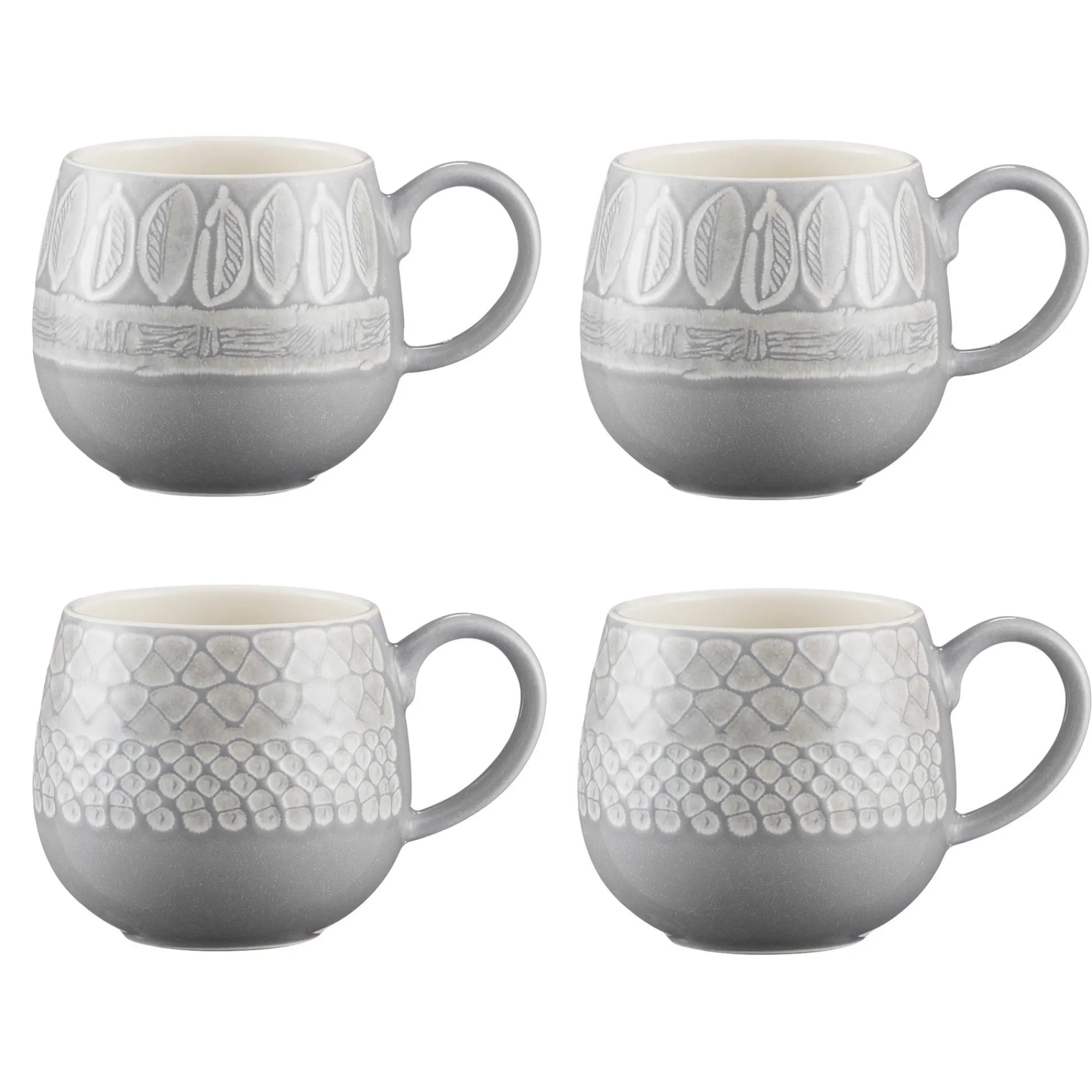 Mugs>Mason Cash Impressions Set Of 4 Grey Mugs 350ml