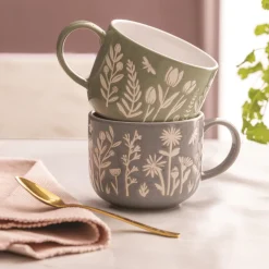 Mugs>Mason Cash In The Meadow Set Of 4 Green Tulip Mugs 400ml