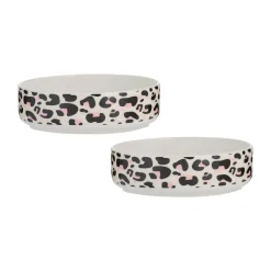 Decorated Pet Bowls|Cat Bowls>Mason Cash Leopard Print Set Of 2 Cat Bowls 13x4cm