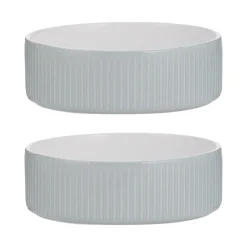 Decorated Pet Bowls|Dog Bowls>Mason Cash Linear Grey Set Of 2 Pet Bowls 15x5cm
