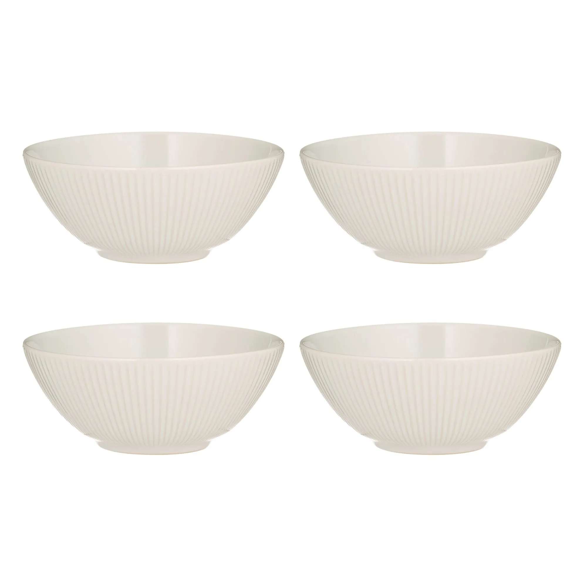 Bowls>Mason Cash Linear Set Of 4 White Cereal Bowls
