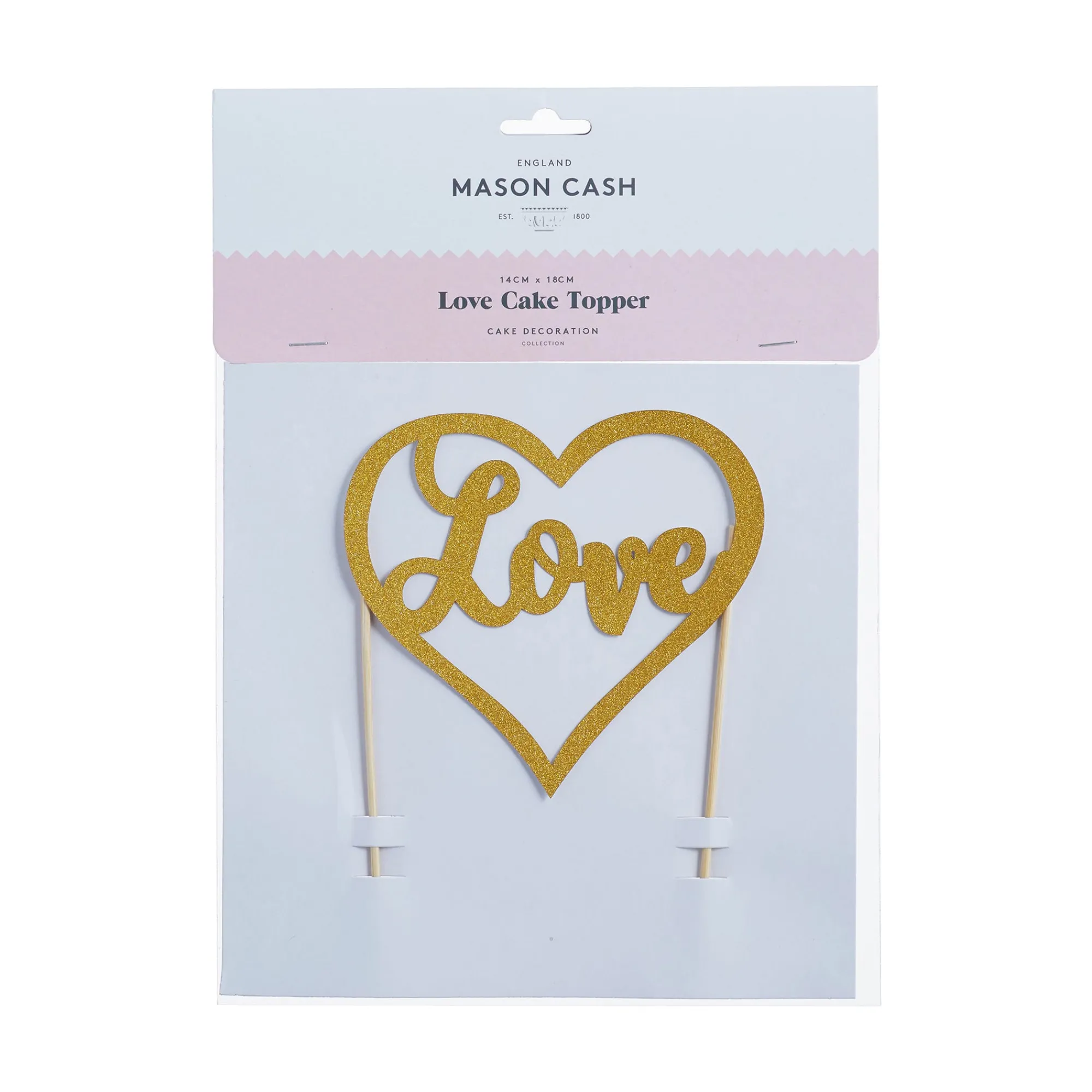 Cupcake Cases & Toppers>Mason Cash Love Gold Glitter Topper