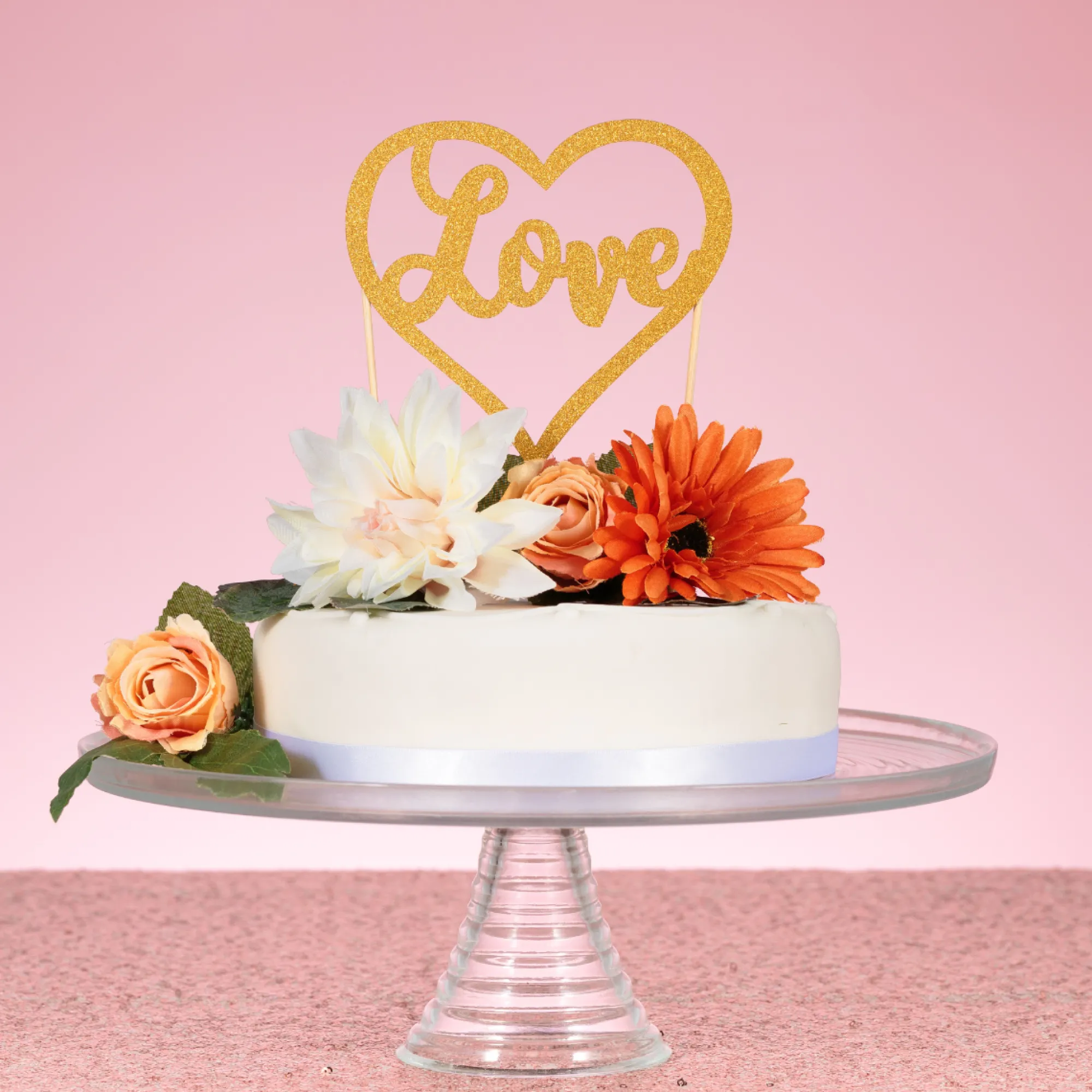 Cupcake Cases & Toppers>Mason Cash Love Gold Glitter Topper