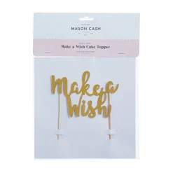 Cupcake Cases & Toppers>Mason Cash Make A Wish Gold Glitter Topper