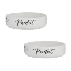 Decorated Pet Bowls|Cat Bowls>Mason Cash Purrfect Set Of 2 Cat Bowls 13x4cm
