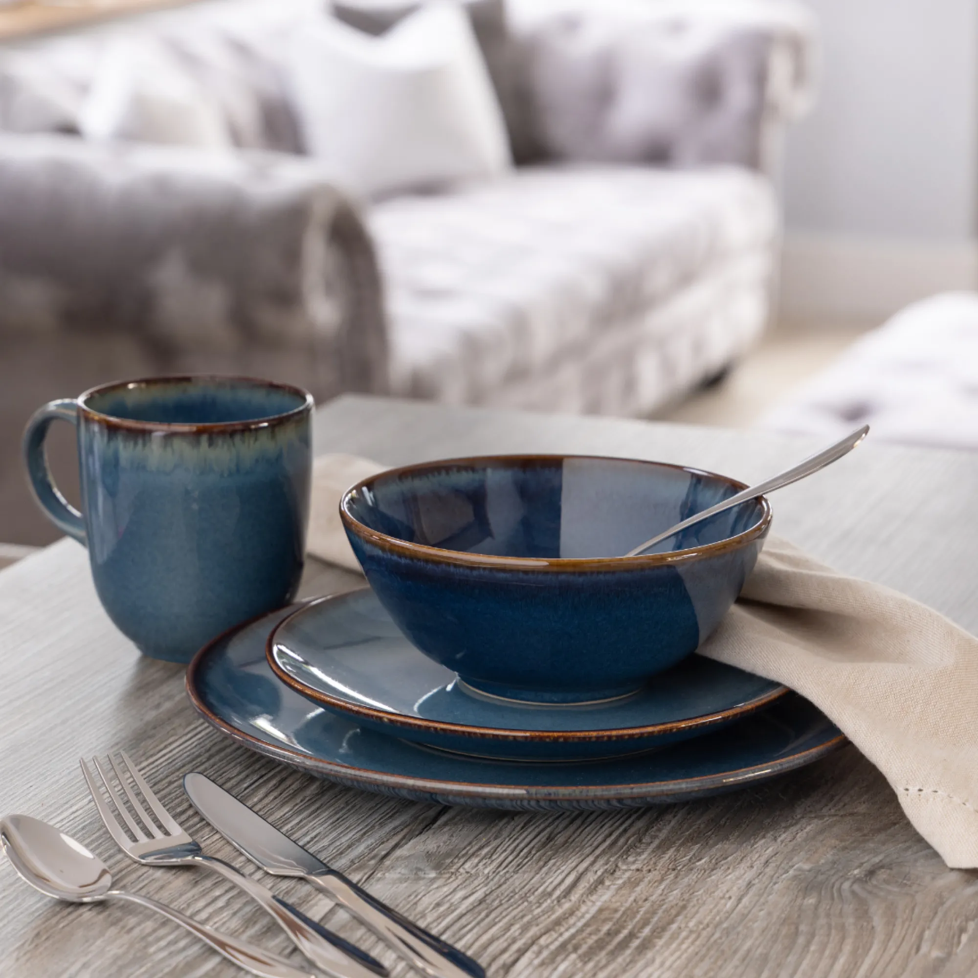 Dinner Sets>Mason Cash Reactive Blue 12 Piece Dinner Set M/O
