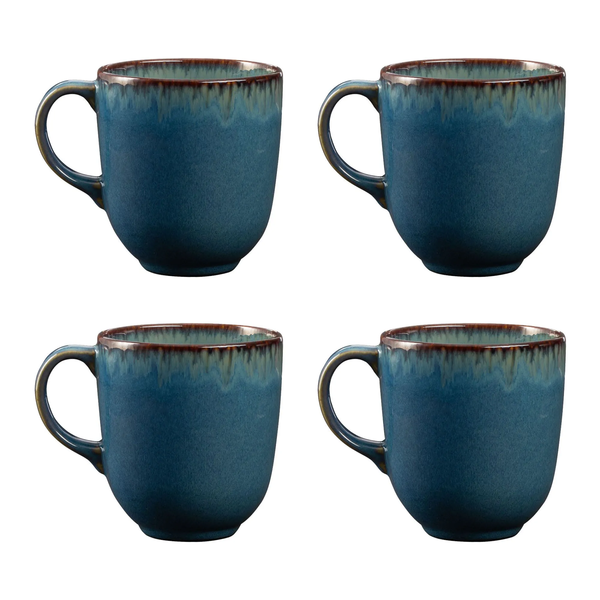 Mugs>Mason Cash Reactive Blue Set Of 4 Mugs 400ml