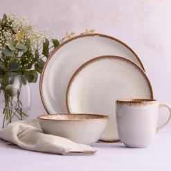 Dinner Sets>Mason Cash Reactive Cream 12 Piece Dinner Set M/O