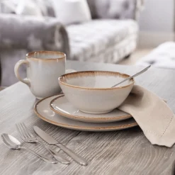 Plates>Mason Cash Reactive Cream Set Of 4 Dinner Plates