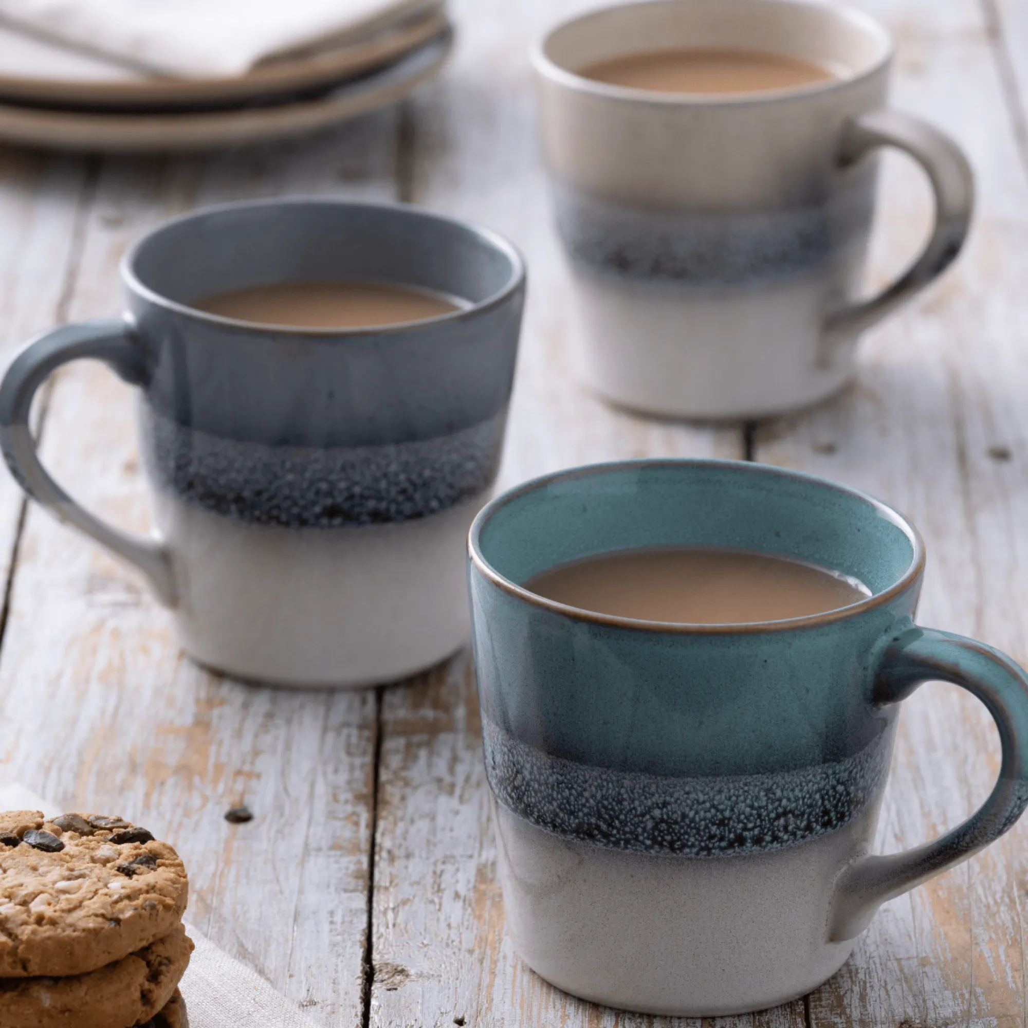 Mugs>Mason Cash Reactive Fade Set Of 4 Mugs Blue