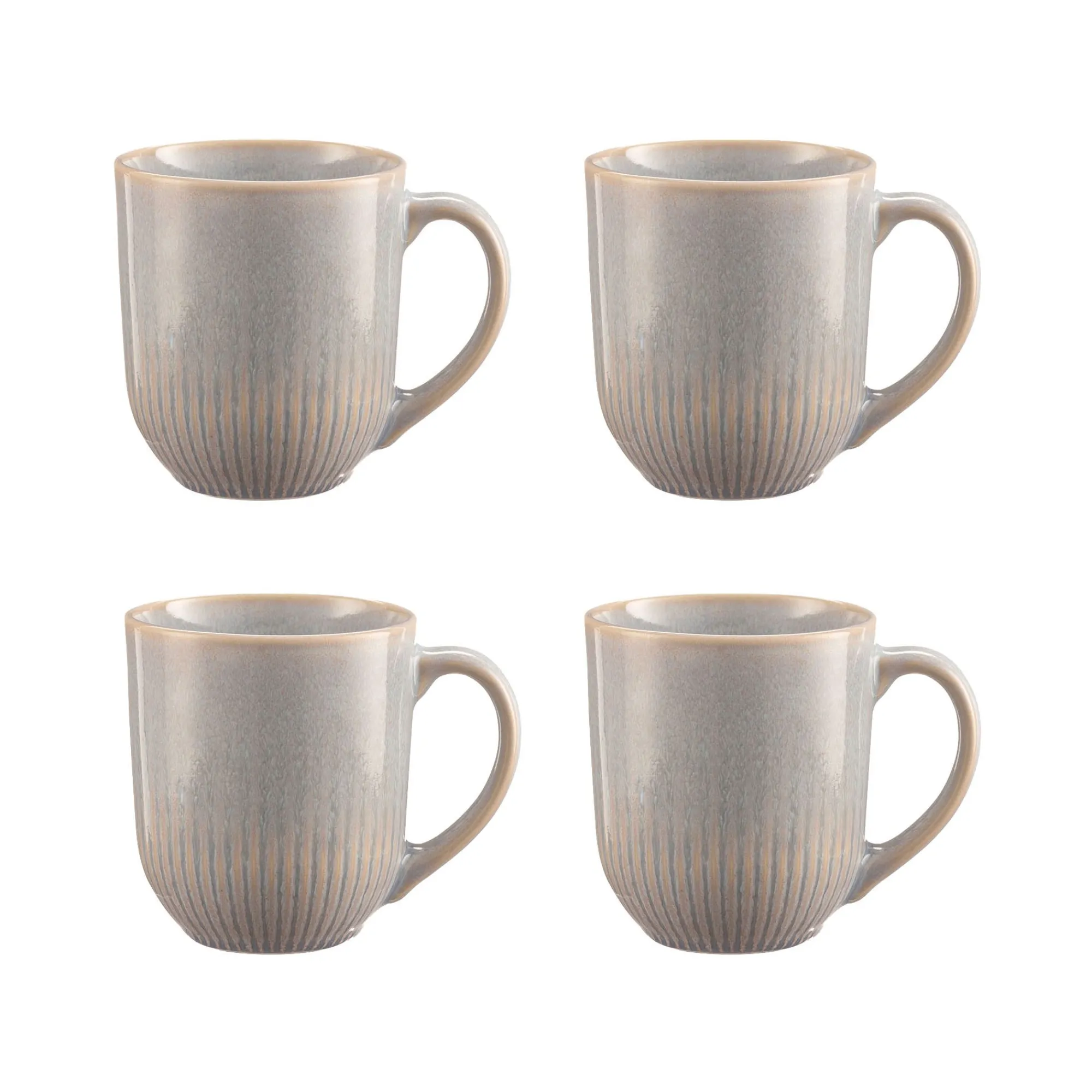Mugs>Mason Cash Reactive Linear Grey Set Of 4 Mugs 400ml