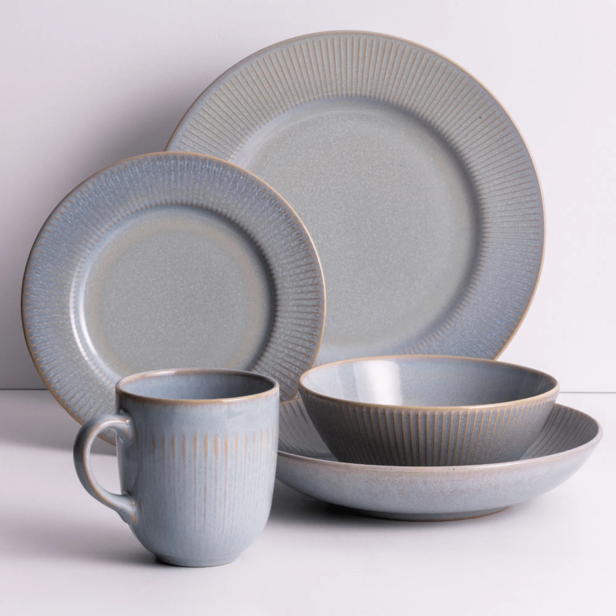 Mugs>Mason Cash Reactive Linear Grey Set Of 4 Mugs 400ml