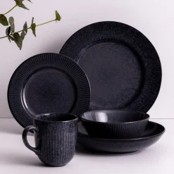 Mugs|Bowls>Mason Cash Reactive Linear Set Of 4 Black Pasta Bowls