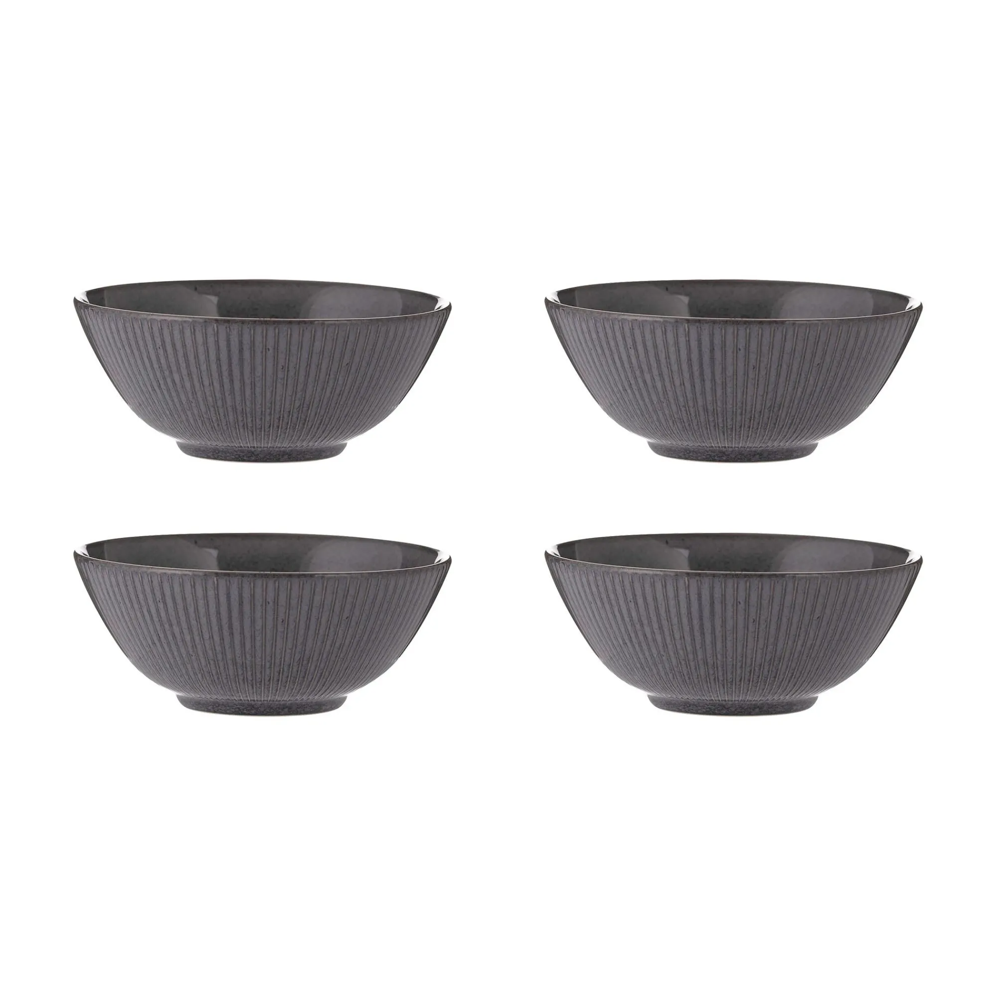 Bowls>Mason Cash Reactive Linear Set Of 4 Black Bowls 16cm